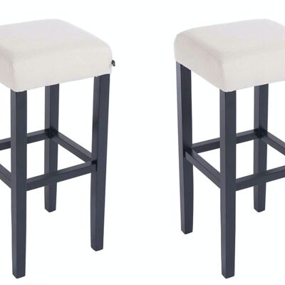 Lot de 2 tabourets de bar Judy tissu noir crème 37x37x80 crème Matière Bois