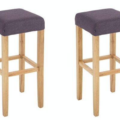 Lot de 2 tabourets de bar Judy tissu marron naturel 37x37x80 marron Matière Bois