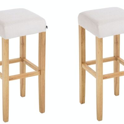 Set of 2 bar stools Judy fabric natural cream 37x37x80 cream Material Wood
