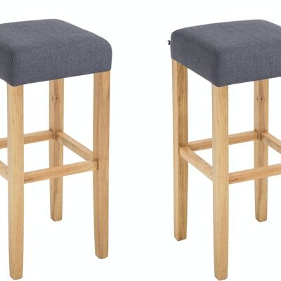 Lot de 2 tabourets de bar Judy tissu naturel gris foncé 37x37x80 gris foncé Matière Bois