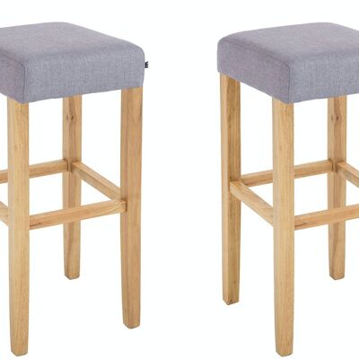 Set of 2 bar stools Judy fabric natural light gray 37x37x80 light gray Material Wood