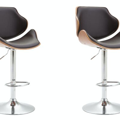 Set of 2 bar stools Belem imitation leather walnut walnut/brown 50x52x115 walnut/brown artificial leather Chromed metal
