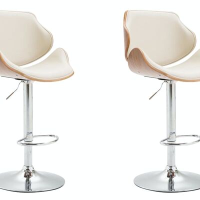 Set of 2 bar stools Belem imitation leather walnut walnut/cream 50x52x115 walnut/cream leatherette Chromed metal