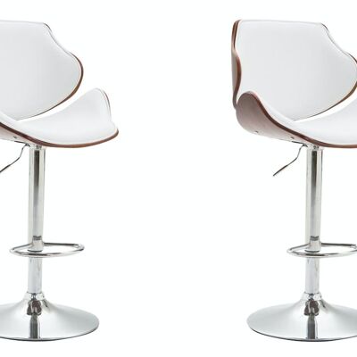 Set of 2 bar stools Belem imitation leather walnut walnut/white 50x52x115 walnut/white leatherette Chromed metal