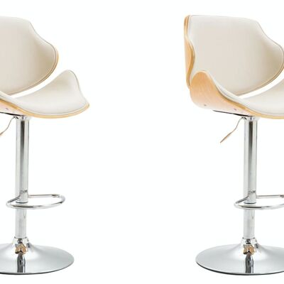 Set of 2 bar stools Belem imitation leather natural natural/cream 50x52x115 natural/cream imitation leather Chromed metal