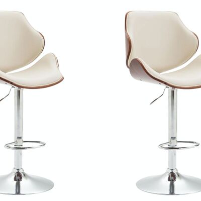 Set of 2 bar stools Belem imitation leather coffee coffee/cream 50x52x115 coffee/cream imitation leather Chromed metal