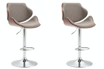 Lot de 2 tabourets de bar Belem tissu café café/taupe 50x52x115 café/taupe Matière Métal chromé 5