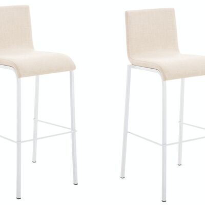 Set of 2 bar stools Avola fabric flat W78 cream 51x43x103 cream Material Metal matt white