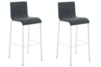 Lot de 2 tabourets de bar Avola tissu plat L78 gris foncé 51x43x103 gris foncé Matière Métal blanc mat 1