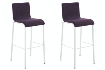 Lot de 2 tabourets de bar Avola tissu plat L78 violet 51x43x103 violet Matière Métal blanc mat 1