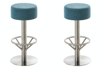 Lot de 2 tabourets de bar Pisa V2 E76 tissu bleu 38x38x76 bleu Matière acier inoxydable 1