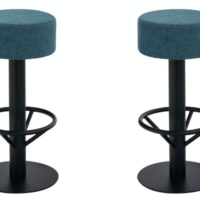 Set of 2 bar stools Pisa V2 B76 fabric blue 38x38x76 blue Material Metal matt black