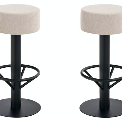 Conjunto de 2 taburetes de bar Pisa V2 B76 tela crema 38x38x76 crema Material Metal negro mate