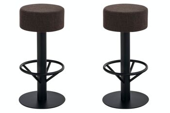 Lot de 2 tabourets de bar Pisa V2 B76 tissu marron foncé 38x38x76 marron foncé Matière Métal noir mat 1