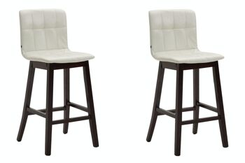 Lot de 2 tabourets de bar Bregenz simili cuir cappuccino blanc 50x47x106 simili cuir blanc Bois 5