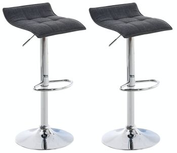 Lot de 2 tabourets de bar Madison tissu gris foncé 38x38x65 gris foncé Matière Métal chromé 5