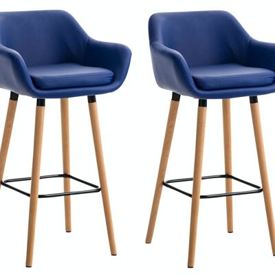 Set di 2 sgabelli da bar Grant similpelle blu 46x55x99 similpelle blu Wood