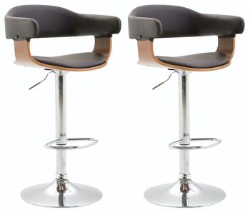 Lot de 2 tabourets de bar Natal simili cuir noyer/marron 39x38x86 noyer/simili cuir marron Métal chromé 5