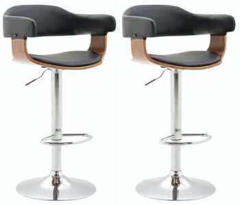 Lot de 2 tabourets de bar Natal simili cuir noyer/noir 39x38x86 noyer/simili cuir noir Métal chromé 5