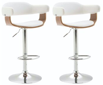 Lot de 2 tabourets de bar Natal simili cuir noyer/blanc 39x38x86 noyer/simili cuir blanc Métal chromé 5