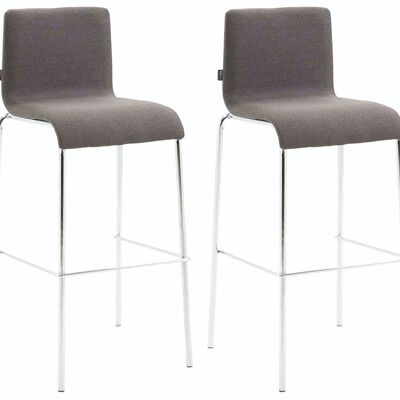 Set of 2 bar stools Gift fabric round flat chrome dark gray 45x43x101 dark gray Material metal