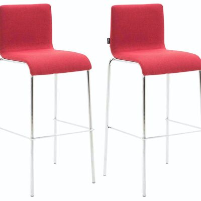 Set van 2 barkrukken Kado stof rond plat chroom rood 45x43x101 rood Materiaal metaal