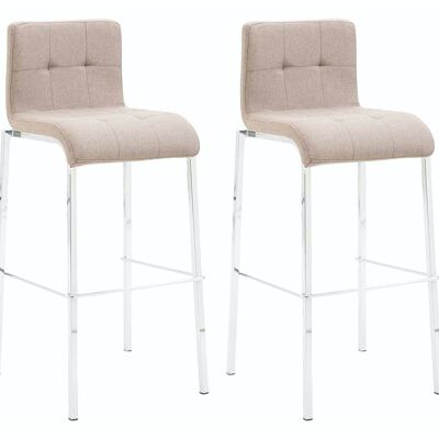 Set of 2 bar stools Kado fabric square flat chrome taupe 45x43x101 taupe Material metal