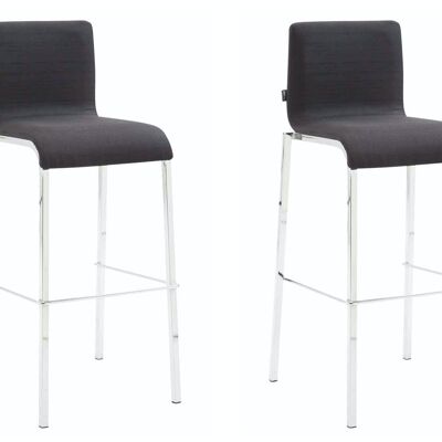 Set of 2 bar stools Gift fabric square flat chrome black 45x43x101 black Material metal