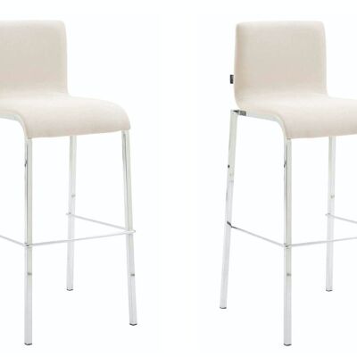 Set of 2 bar stools Gift fabric square flat chrome cream 45x43x101 cream Material metal