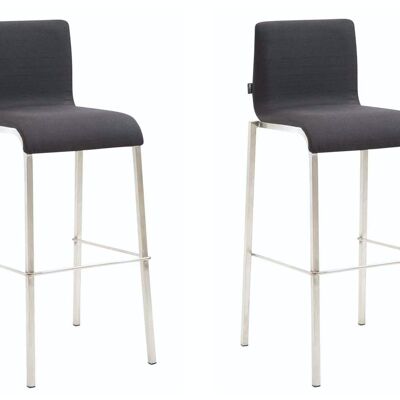 Set of 2 bar stools Gift fabric square flat stainless steel black 45x43x101 black Material metal