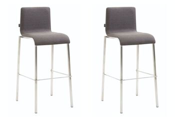 Lot de 2 tabourets de bar Kado tissu carré plat inox gris foncé 45x43x101 gris foncé Matière métal 1