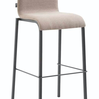 Set of 2 bar stools Kado fabric square flat black taupe 45x43x101 taupe Material metal