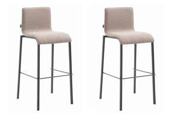 Lot de 2 tabourets de bar Kado tissu carré plat noir taupe 45x43x101 taupe Matière métal 2