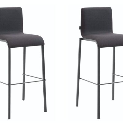 Set of 2 bar stools Gift fabric square flat black black 45x43x101 black Material metal