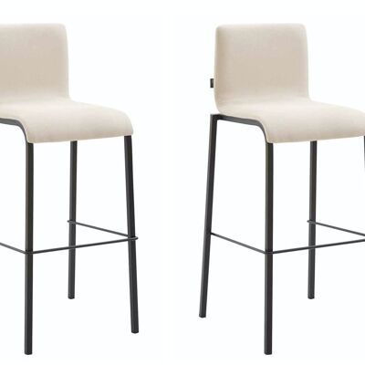 Set of 2 bar stools Gift fabric square flat black cream 45x43x101 cream Material metal