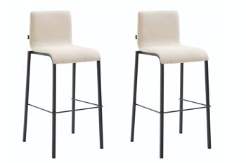 Lot de 2 tabourets de bar Cadeau tissu carré plat noir crème 45x43x101 crème Matière métal 1