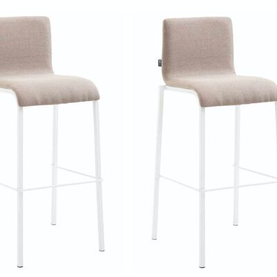Set of 2 bar stools Kado fabric square flat white taupe 45x43x101 taupe Material metal