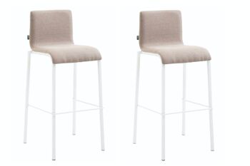 Lot de 2 tabourets de bar Kado tissu carré plat blanc taupe 45x43x101 taupe Matière métal 1