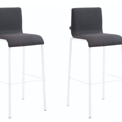 Set of 2 bar stools Gift fabric square flat white black 45x43x101 black Material metal