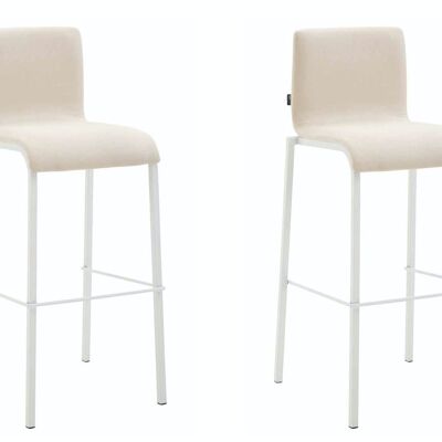 Set of 2 bar stools Gift fabric square flat white cream 45x43x101 cream Material metal