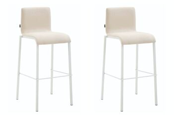 Lot de 2 tabourets de bar Cadeau tissu carré plat blanc crème 45x43x101 crème Matière métal 1