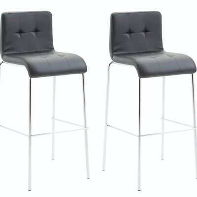 Lot de 2 tabourets de bar Kado simili cuir rond chrome noir 45x46x103 simili cuir noir Métal chromé