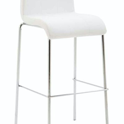 Lot de 2 tabourets de bar Kado simili cuir rond blanc chrome 45x46x103 simili cuir blanc Métal chromé