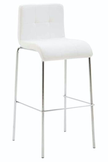 Lot de 2 tabourets de bar Kado simili cuir rond blanc chrome 45x46x103 simili cuir blanc Métal chromé 1