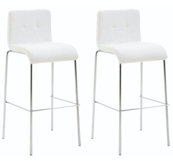 Lot de 2 tabourets de bar Kado simili cuir rond blanc chrome 45x46x103 simili cuir blanc Métal chromé 4