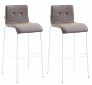 Lot de 2 tabourets de bar Gift ronds simili cuir marron blanc 45x46x103 simili cuir marron Métal chromé 4