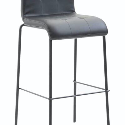 Set of 2 bar stools Kado imitation leather round black black 45x46x103 black artificial leather Chromed metal