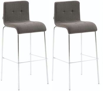 Lot de 2 tabourets de bar Kado tissu rond chrome gris foncé 45x43x101 gris foncé Matière Métal chromé 3