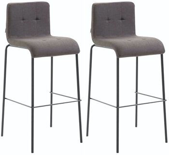 Lot de 2 tabourets de bar Kado tissu rond noir gris foncé 45x43x101 gris foncé Matière Métal chromé 3