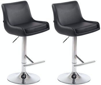 Lot de 2 tabourets de bar Club simili cuir chrome noir 50x43x90 métal simili cuir noir 1